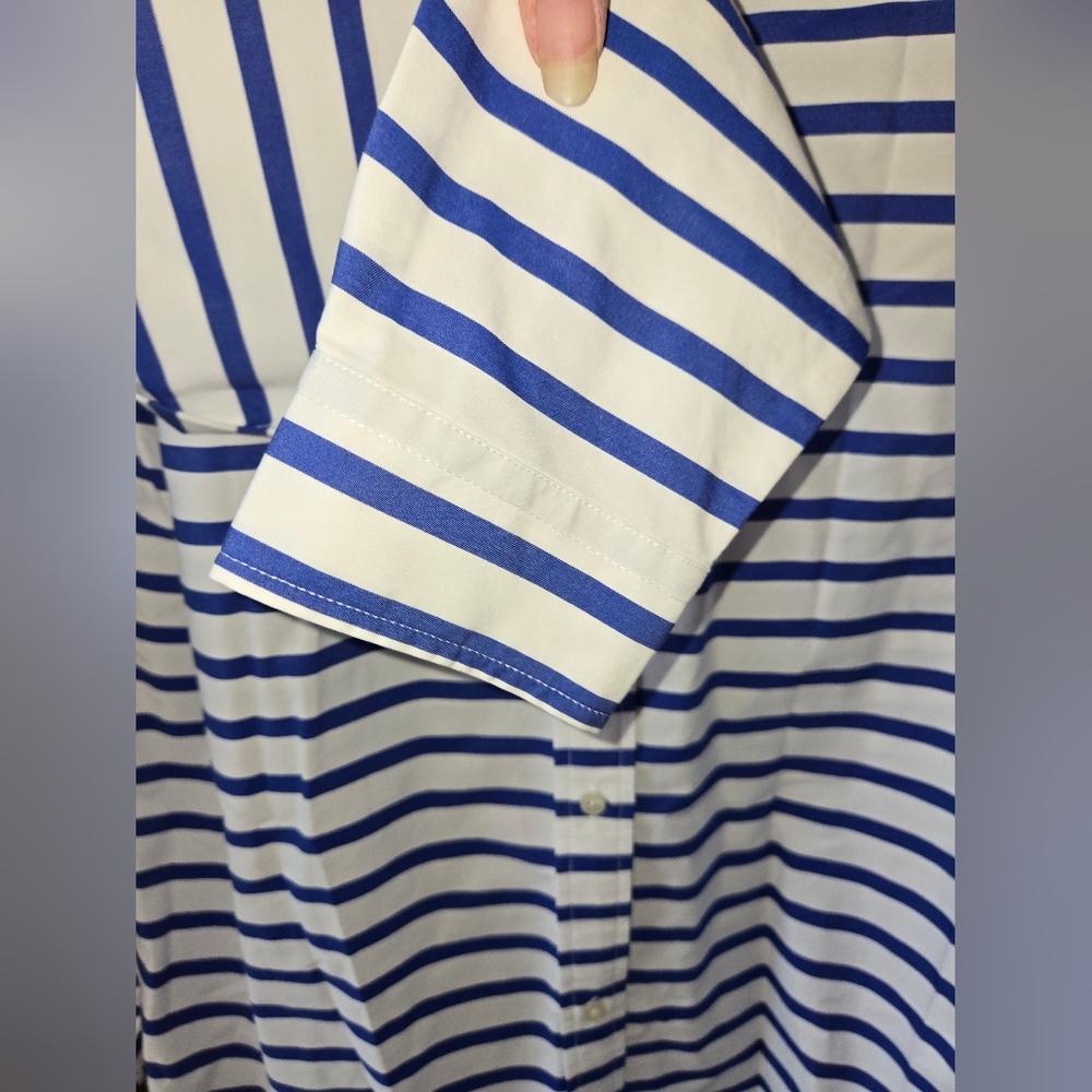 Women's Ralph Lauren Green Lable Blue and White Striped Shirt Size Large - Picture 4 of 12